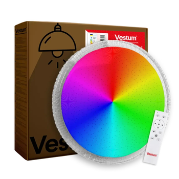 Потолочный LED светильник 76W с пультом Vestum с рельефным плафоном 3000К-6500К RGB 495*60мм IP40 CRYSTAL