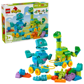 Zestaw klocków LEGO Duplo Dinozaury na kółkach 3w1 108 elementów (10451)