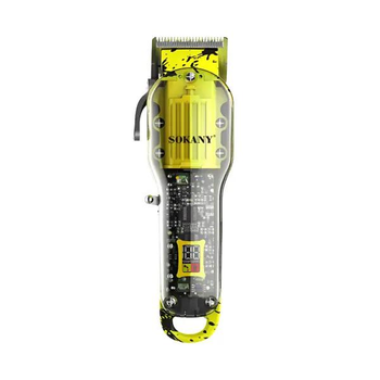 Машинка для стрижки волос Sokany SK-LF-9970 аккумуляторная с насадками, Желтый