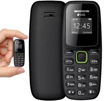 Мини телефон Двойная SIM Bluetooth Гарнитура Мобильный сотовый кнопочный SERVO ВМ310 DUAL Nano сим карта Маленький Минителефон 7х3х1.3см устройство для связи размер зажигалки Black