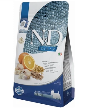 Фармина сухой корм для собак N&D LOW GRAIN OCEAN ADULT MINI чувствительное пищеварение, с треской и апельсином 800 г