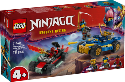 Klocki konstrukcyjne LEGO Ninjago Pojedynek wyścigowy Rogue kontra Drix 111 elementów (71840)