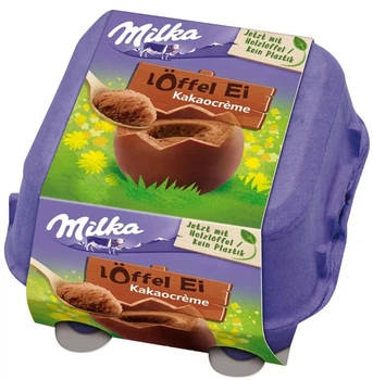 Набор шоколадных яиц Milka Löffel Ei Kakaocreme Alpenmilch Schokolade gefüllt 136г