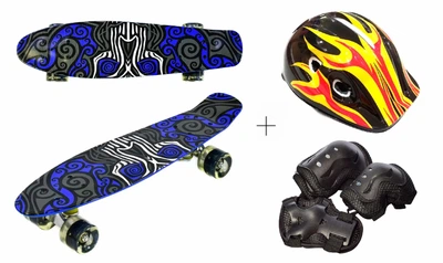 Скейт Best Penny Board LED 22 Абстракция Шлем + защита (9465-4857)