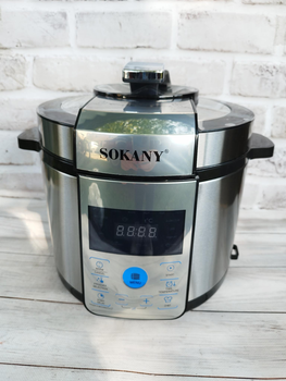 Многофункциональная мультиварка скороварка Sokany SK-07044 из нержавеющей стали 6 л 1500 Вт Стальной