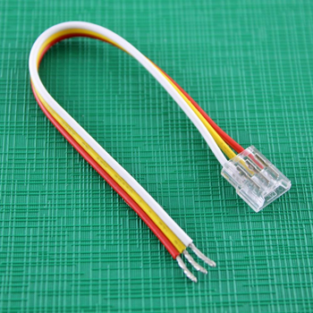 Конектор прозорий безтіньовий 3 контакта для двоколірної COB LED стрічки 10 мм з проводом 15 см LED-STIL - 1шт, T-3p-10mm-single side
