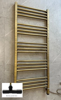 Полотенцесушитель комбинированный Terma Fiona 1140x530 Brushed Brass, тен ONE + вентиль Unico