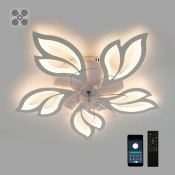 Керована світлодіодна люстра з вентилятором FAN ASTRA 85W+18W 5F APP біла Esllse Ø680x120мм LED WHITE