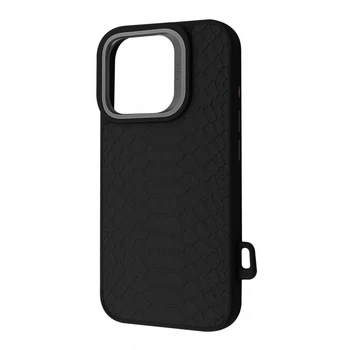 Чохол Kajsa Snake Pattern with Magnetic Ring iPhone 16 Pro black