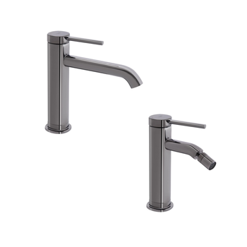 Комплект для умивальника+біде Qtap Robin Black Chrome: Змішувач для раковини QTROB1060M102K + Змішувач для біде QTROB2060102K