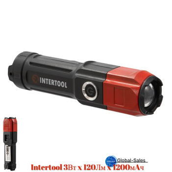 Ліхтар ручний Intertool 3Вт x 120Лм x 1200мAг 4 (LB-0120)
