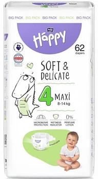 Дитячі підгузки 8-14 кг, розмір 4 Maxi, 62 шт. - Bella Baby Happy Soft & Delicate 62шт (1274117-31160406)