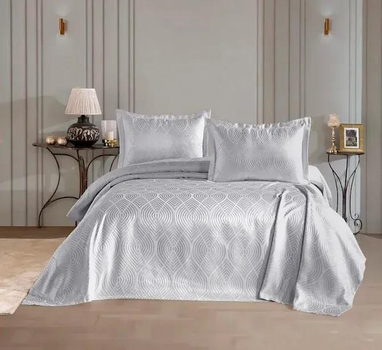 Вишукане турецьке жакардове покривало з наволочками Moda Box SERENA 240x260 Gri
