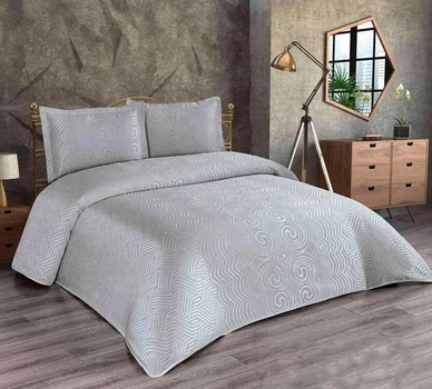 Изысканное турецкое жаккардовое покрывало с наволочками Moda Box NIDA 240x260 Gri