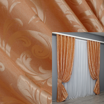 Комплект готових штор VR-Textil Жакард Лілія № 1564ш Помаранчевий 100х270 см 2 шт (31-789)