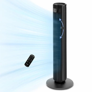 Башенный вентилятор Levoit LTF-F422, 107,6 см, 12 скоростей, 4 режима работы, очень тихий, пульт, черный