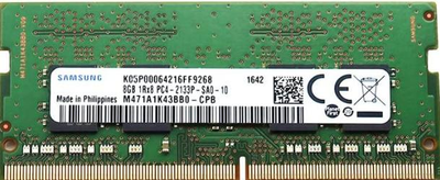 Память для ноутбуков Samsung 8GB DDR4 2133MHz SO-DIMM PC4-17000 2Rx8 M471A1K43BB0-CPB CL15 1.2V