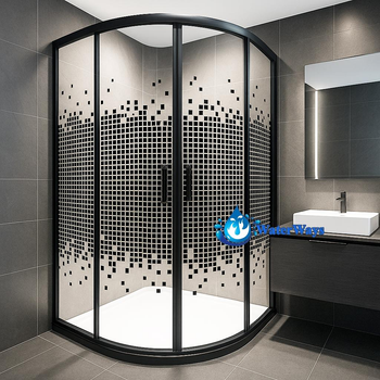 Душова кабіна чорна Sunways BS-3 NT 90х90х180 см із малюнком піксель без піддона
