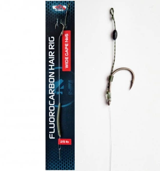 Готовий короповий флюорокарбоновий повідець World4Carp HAIR RIG, гачок WIDE GAPE №8,w4016-8