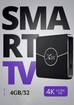 Смарт ТВ-приставка X98 Plus 4/32 ГБ Android TV Box | 4K Ultra HD | Wi-Fi | YouTube | IPTV | HDMI