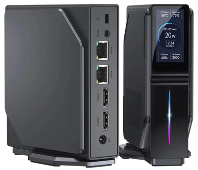 Неттоп Firebat S1, Black, N100 (4x3.4 GHz, 6 Вт), 8Gb DDR4 3200 MHz SO-DIMM, 256Gb SSD NVMe, 1xM.2 2280, UHD Graphics, WiFi 6, Bluetooth 4.2, 2xGLan, 2xUSB 3.0 / 2xUSB 2.0, 2xHDMI, РК екран, Windows 11 Pro
