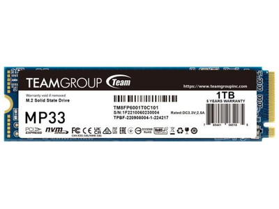 Твердотільний накопичувач SSD 1Tb, Team MP33, PCI-E 3.0 x4, M.2 2280, 3D TLC, 1800/1500 МБ/с (TM8FP6001T0C101)