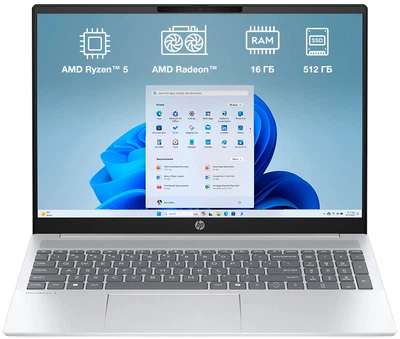 Ноутбук HP Pavilion 16-ag0006ua (A2BK3EA) Natural Silver / 16" IPS WUXGA / AMD Ryzen 5 8540U / RAM 16 ГБ / SSD 512 ГБ / AMD Radeon 740M Graphics / Windows 11 Home