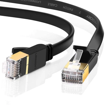 Патч-корд Ugreen NW106 прямий U/FTP (STP) мережевий кабель Ethernet Cat7 11262 (Чорний, 3м, Плоский)