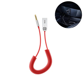 Аудіо Bluetooth 5.0 приймач Baseus BA01 Wireless Bluetooth Transmitter з USB і 3.5мм AUX роз'ємами (Червоний)