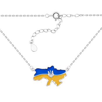 Колье серебряное Карта Украины, серебро 925 пробы