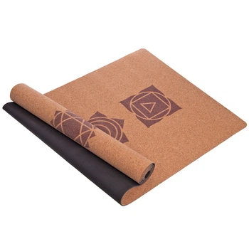 Килимок для йоги корковий каучуковий Yoga mat Record Коричневий FI-7156-2