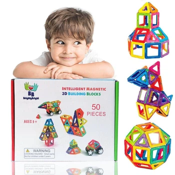 Магнітний Конструктор 3D Магніти 50 Деталей з Колесами для Машинки Brighty Bright