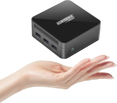 Мини ПК KinHank KP100 / Intel N100 / RAM 16GB / SSD 512GB / 3 х HDMI / 2 х LAN / Wi-Fi 6 / Bluetooth 5.2 / Windows 11 / Black