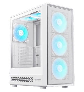 Корпус GameMax Storm 2 aw, White, без бп, Midi Tower, atx / Micro atx / Mini-ITX, 1xType-C / 1xUSB 3.0 / 1xUSB 2.0, макс. cpu - 155 мм / vga - 330 мм, 6x120 мм Blue led, боковая панель из закаленного стекла, хаб Fan x6