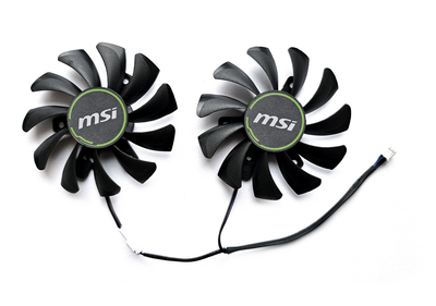 Вентилятор ONG HUA для видеокарты MSI GTX 1050 Ti 1650 Super (orgnl) 75 мм 2-pin HA8010H12F-Z (XY-D08010SM HA8010H12C-Z) комплект 2 шт (№41.5)