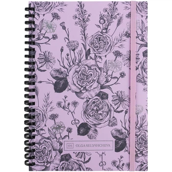 Блокнот на спiралi Axent Olga Selyshcheva, Pink Roses 8471-2-A-OS, A5, 80 аркушів, клітинка, тверда обкладинка