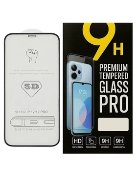 Защитное стекло 5D для Apple iPhone 12 / 12 Pro с черной рамкой