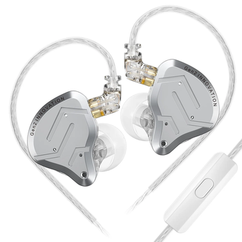 KZ ZSN PRO 2 (Silver, with Mic) – Гібридні навушники 1DD+1BA з мікрофоном і професійним звучанням
