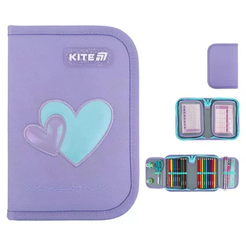 Пенал с наполнением Kite Awesome K25-622H-5, 1 отделение, 2 отворота