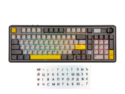 AJAZZ AK980 Black – Механічна клавіатура з RGB підсвіткою, Hot-Swap, Bluetooth 5.1 / 3.0 / 2.4G, перемикачі Gateron , 98% компактний формат, алюмінієвий корпус, PBT кейкапи