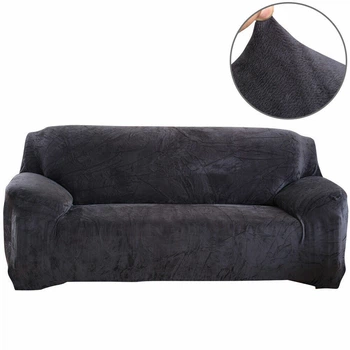 Захисний чохол на тримісний диван Diana Textile Plush Velvet, 190x230 см, Темно-сірий