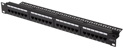 Патч-панель 2E САТ 6, UTP, 19", 1U, 24 порти, зібрана