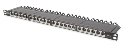 Патч-панель DIGITUS CАТ 6А STP, 19", 0,5U, 24 порти, зібрана, чорна