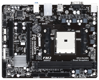 Материнська плата Gigabyte GA-F2A55M-S1 (GA-F2A55M-S1) (Socket FM2, AMD A55, Micro-ATX) Б/в