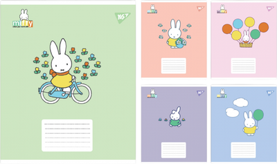 Набір зошитів учнівських YES Miffy Playfull A5 12 аркушів у косу лінію x 25 шт (4823092292315)