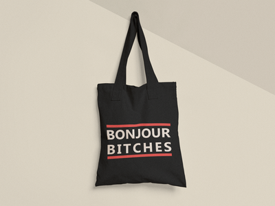 Эко сумка шоппер с принтом Bonjour bitches 38х40см Черная