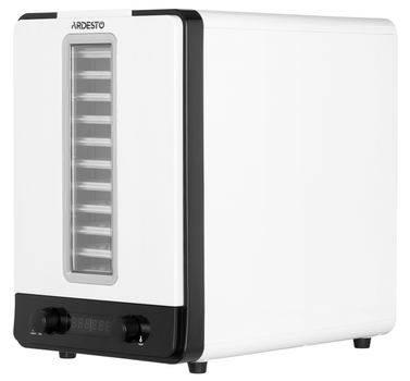 Сушарка для продуктів Ardesto 550Вт, піддонів - 10+1x3см, макс - 70°С, сітка для ягід, пластик, білий