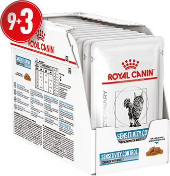 Упаковка вологого корму для дорослих котів Royal Canin Veterinary Sensitivity Control Chicken Cat Pouches (шматочки в соусі) 12 шт х по 85 г (9003579025420) (40350011)