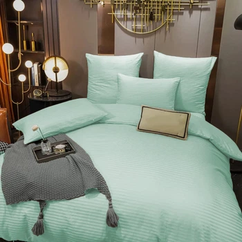 Простынь на резинке MirSon Royal Soft Stripe 30-0013 Azure 90x190 см (2200011304427)