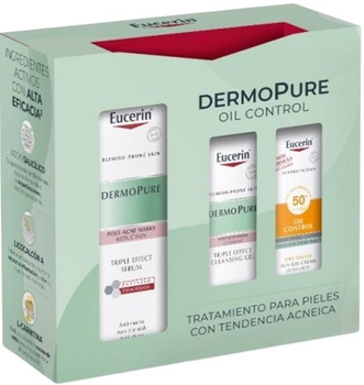 Zestaw do pielęgnacji twarzy Eucerin DermoPure Oil Control Triple Effect Serum 40 ml + Żel oczyszczający 20 ml + Fluid z filtrem SPF 20 ml (ZES4005800332081)